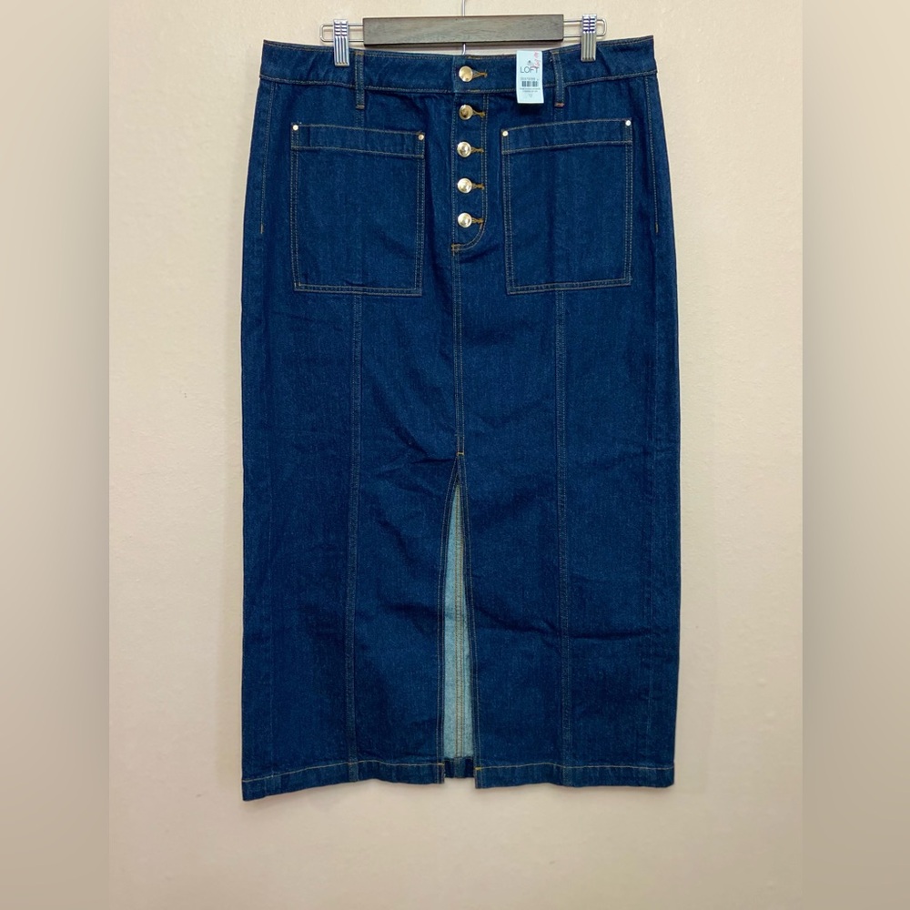 LOFT Denim Pocket Midi Skirt - Picture 3 of 6